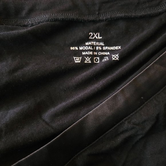 Boutique 2 Piece Comfy Stretchy Pajama Pant Set Satin Trim Black Women's sxz 2X - Picture 7 of 8